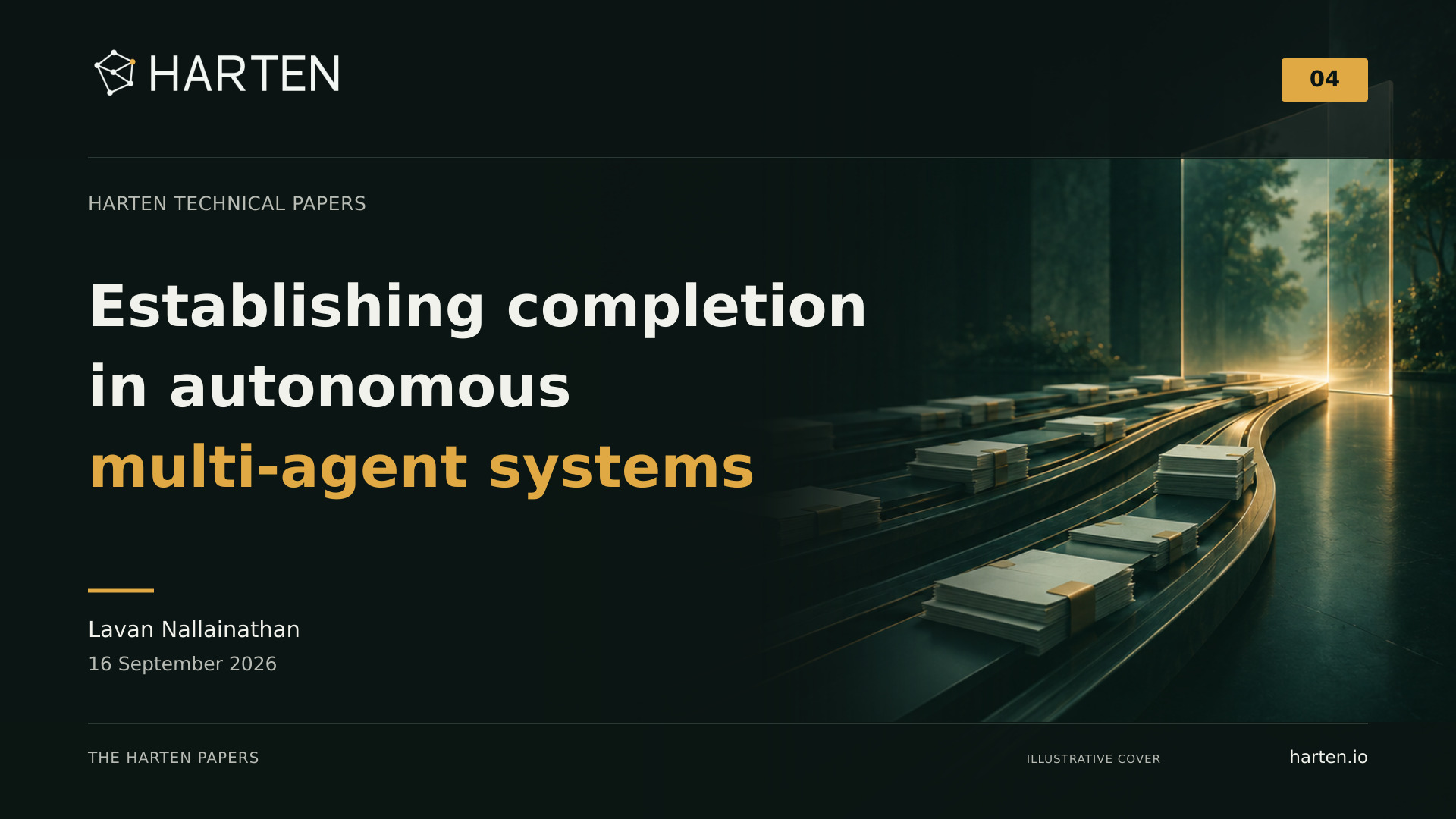 Illustrative Harten paper cover: Establishing completion in autonomous multi-agent systems